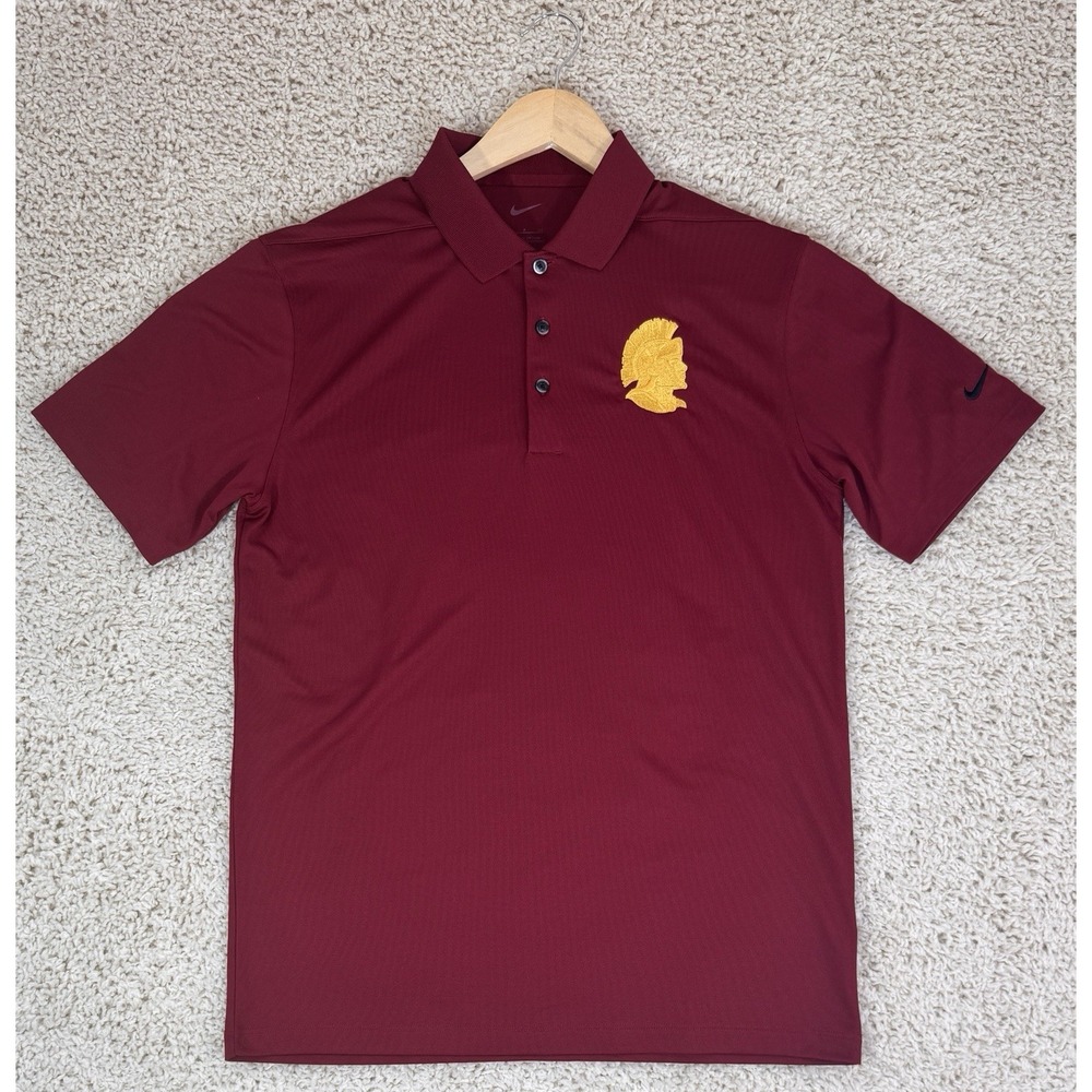 Nike USC Trojans Polo Mens Small Red Excellent Short Sleeve Performance Logo